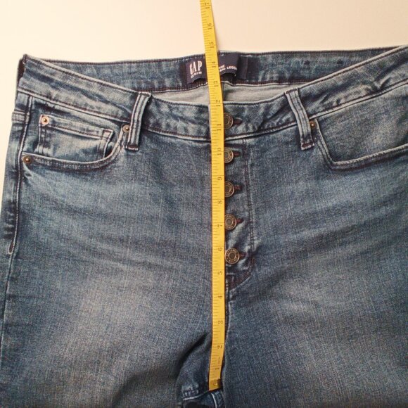 Gap Denim Buttonfly Jeans Size 16 High Rise Skinny Leg Medium Wash - Picture 8 of 10